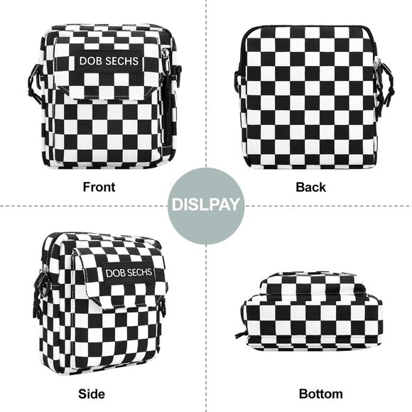 Women's Black White Small Cell Phone Purse Crossbody Wallet Single Shoulder Bag - Picture 9 of 9